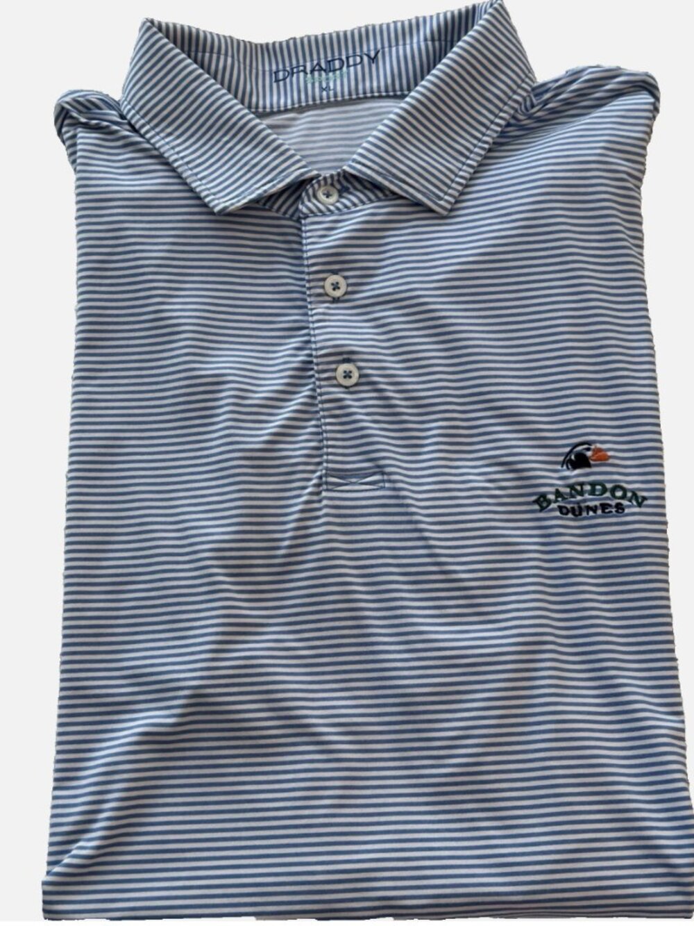Draddy Sport Polo Shirt Blue Men's XL Bandon Dunes Striped Golf Performance